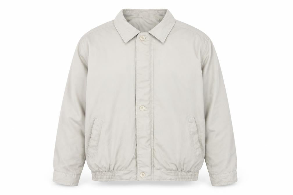 Front view of Vintage Men's Beige Basic Jacket, size L, - Casual Style