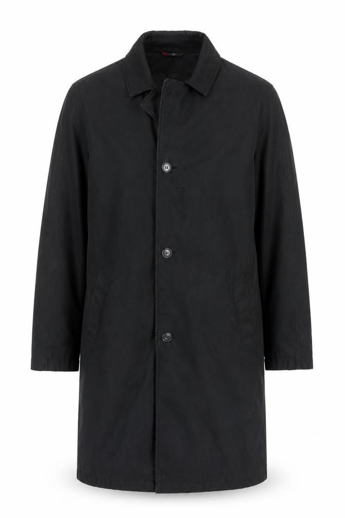 Front view of Ciro Citterio Men's Black Medium Overcoat