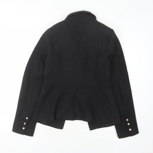 Lipsy Women's Black Bouclé Blazer, Double-Breasted, Size 8