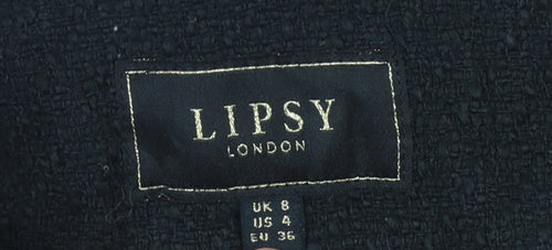 Lipsy Women's Black Bouclé Blazer, Double-Breasted, Size 8