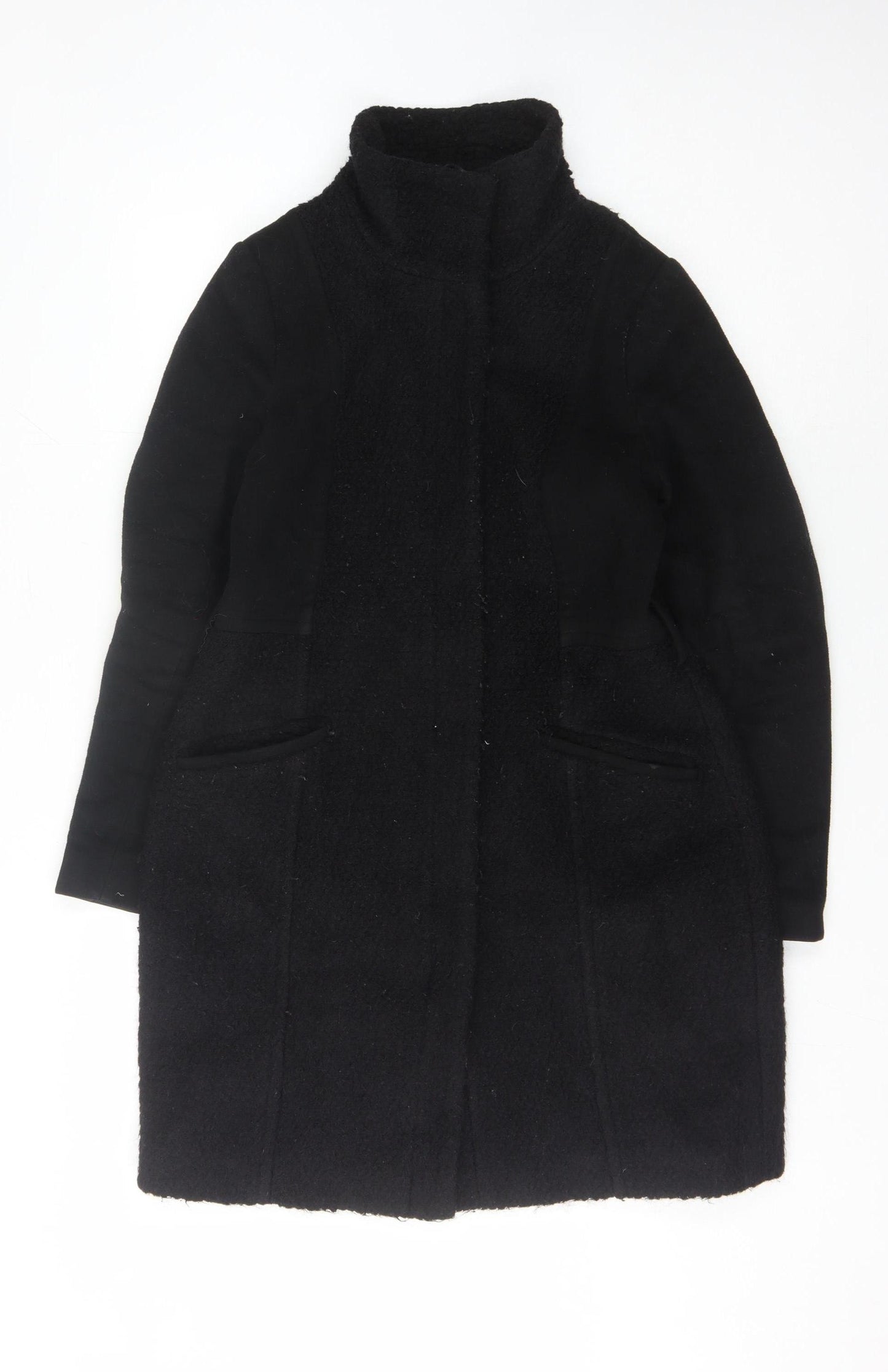 H&M Women's Black Long Overcoat Size 10