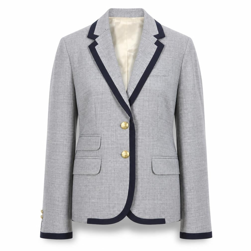 Front view of J. Crew Women's Grey Blazer, size 2, Workwear Classic