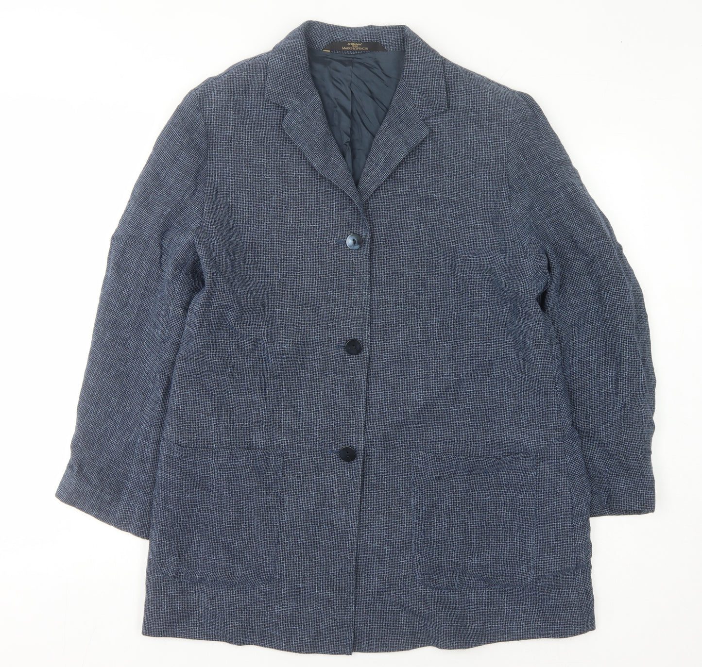 Marks and Spencer Women’s Blue Check Blazer Size 14