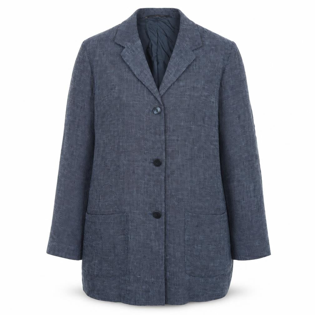 Front view of Marks & Spencer Women’s Blue Check Blazer, size UK 14