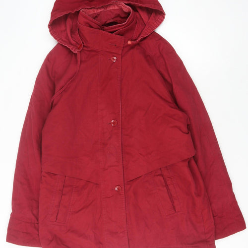 Telemac Women's Red M Parka Jacket, Hooded, Classic Style
