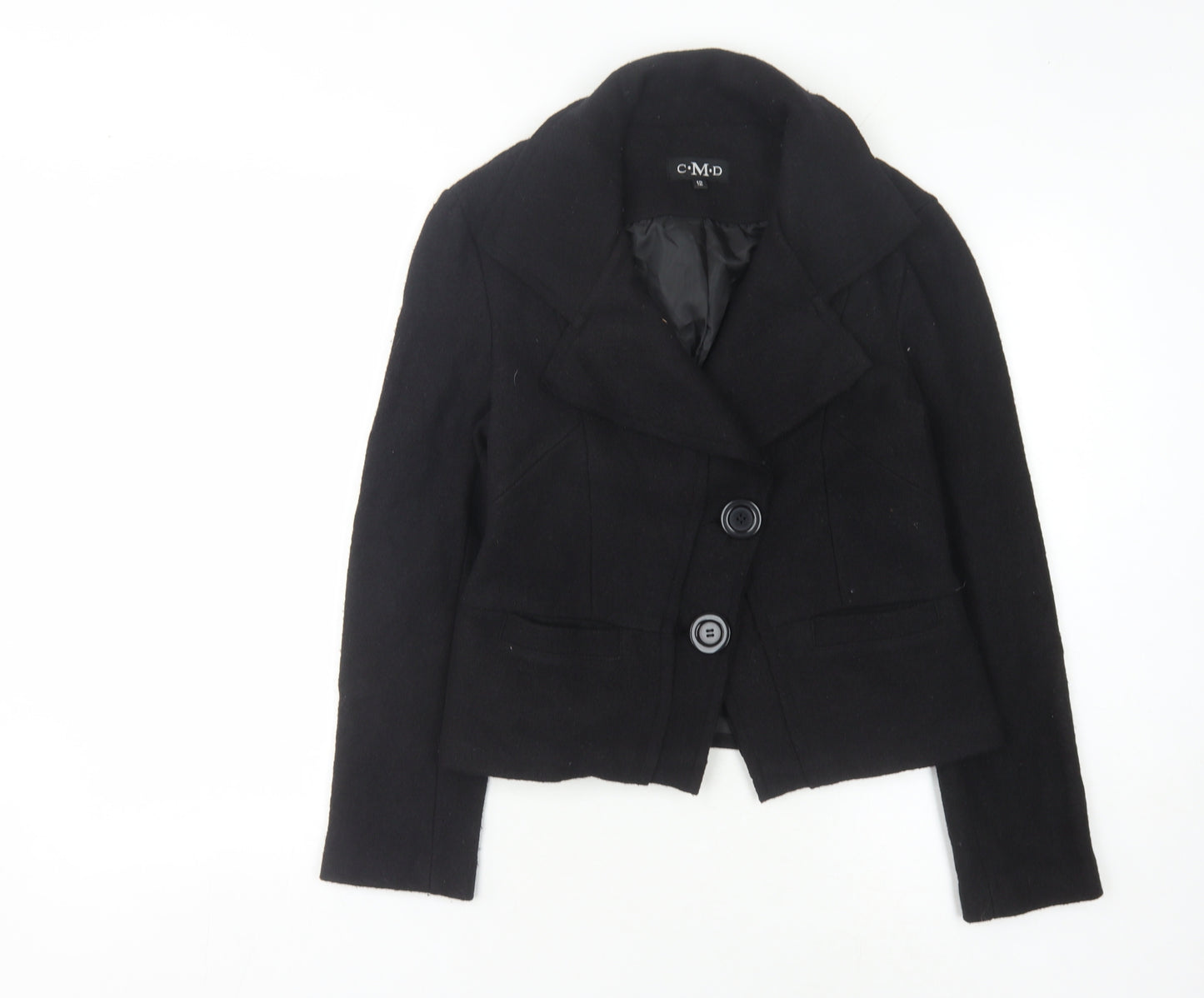 CMD Women's Black Cropped Blazer Size 12 Two-Button
