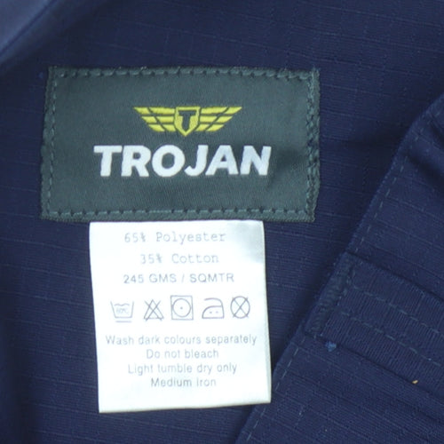 Trojan Men's Blue Cargo Trousers, 32 in Waist