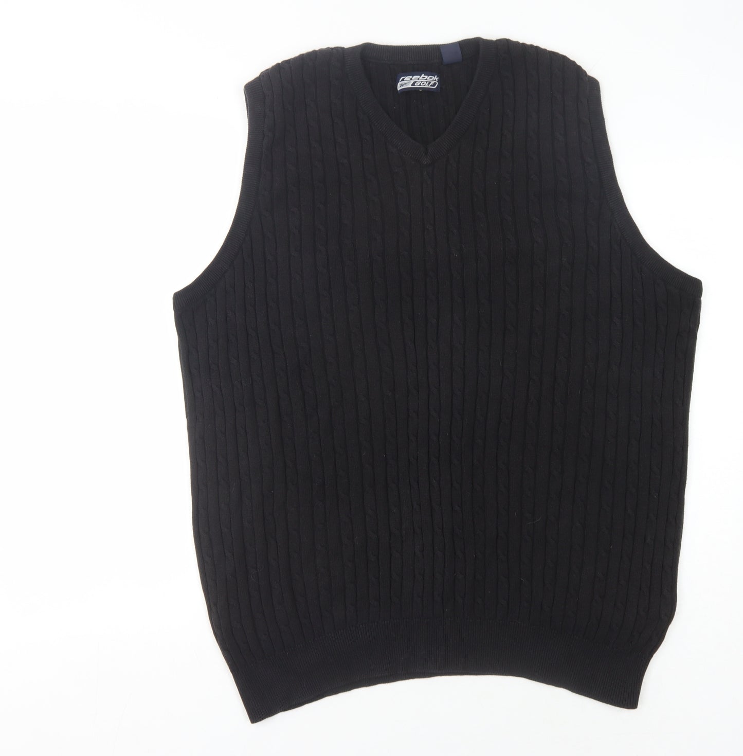 Reebok Men's Black Cable-Knit Vest Medium