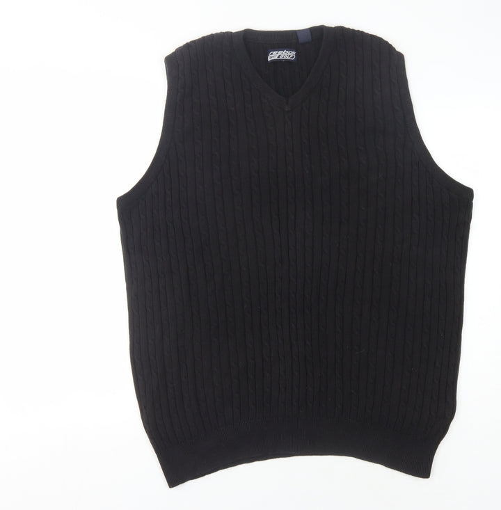 Reebok Men's Black Cable-Knit Vest Medium