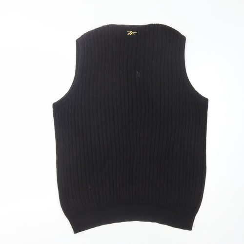Reebok Men's Black Cable-Knit Vest Medium