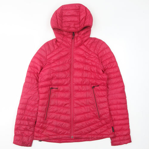 Decathlon Girls Red Puffer Jacket 2XS Lightweight Hooded Zip