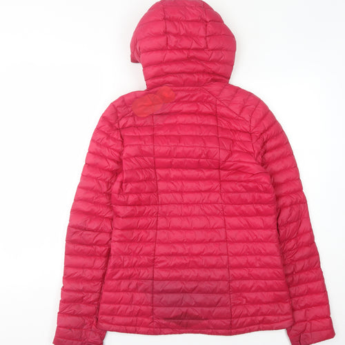 Decathlon Girls Red Puffer Jacket 2XS Lightweight Hooded Zip