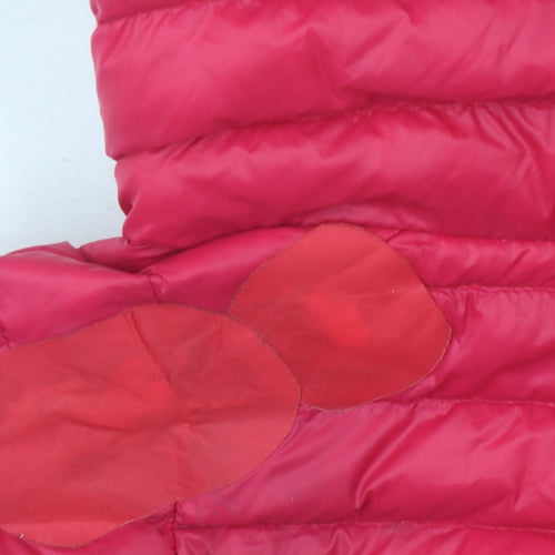 Decathlon Girls Red Puffer Jacket 2XS Lightweight Hooded Zip