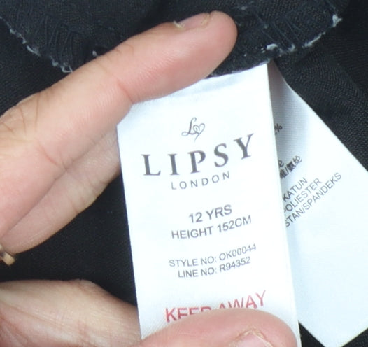 Lipsy Girls Black Skinny Jeans, 12 Years, Ripped Distressed