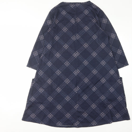 Roman Blue Check Jersey Dress Women Size 10