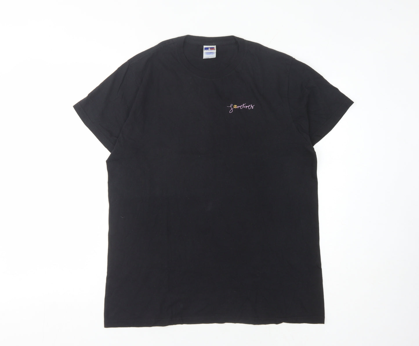 Russell Unisex Black Cotton T-Shirt Size L