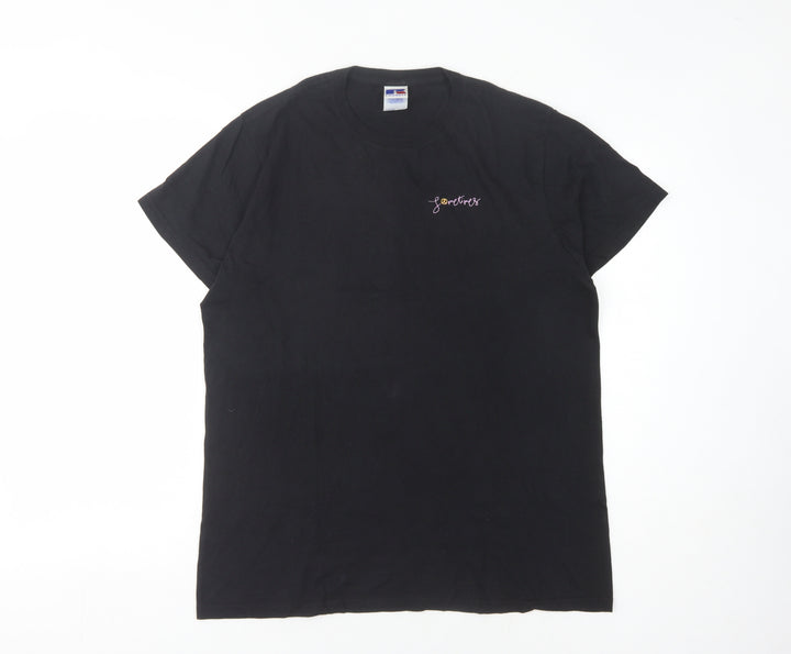 Russell Unisex Black Cotton T-Shirt Size L