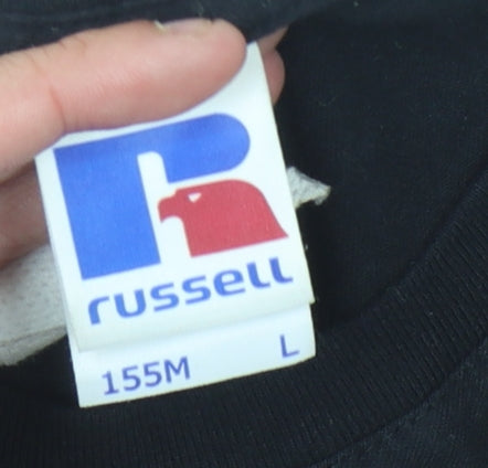 Russell Unisex Black Cotton T-Shirt Size L