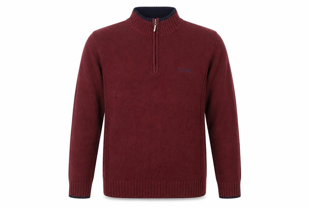 Front view of Pierre Cardin Men's Red Full Zip Jumper - L