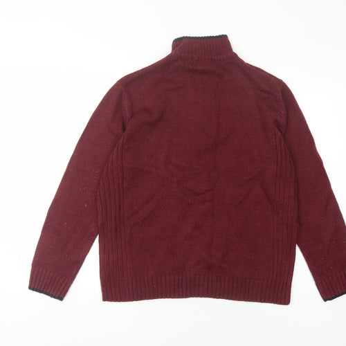 Pierre Cardin Men's Red Full Zip Jumper - L