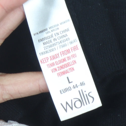 Wallis Black Cardigan L Women's Knit Long Sleeve