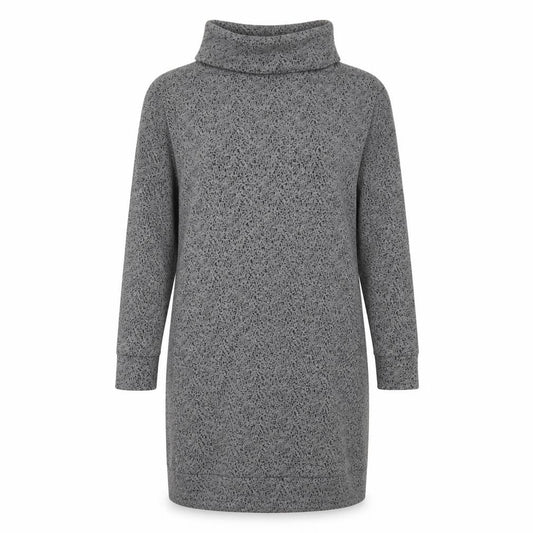 Front view of White Stuff Women's Grey Cowl Neck Shift Dress, size 12