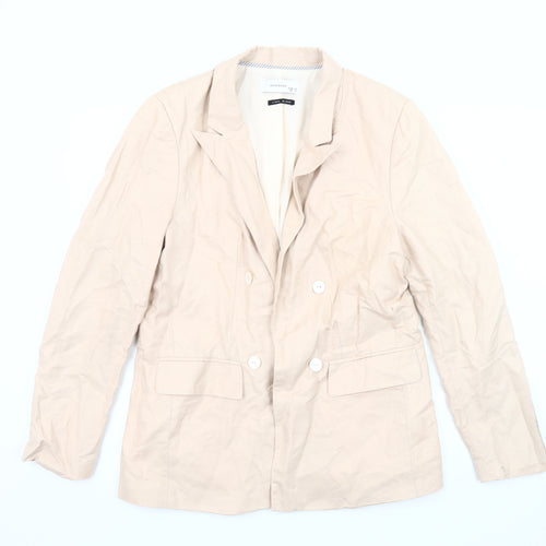 Reserved Women's Beige Double-Breasted Suit Jacket Size 12