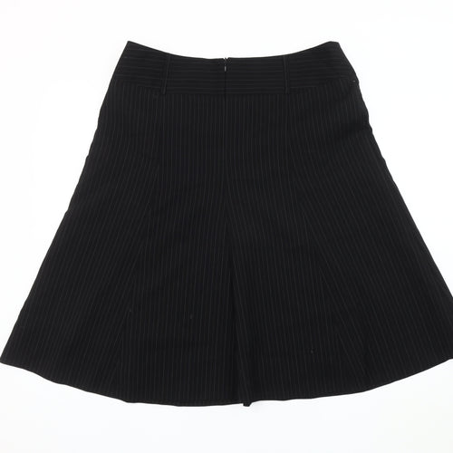 Lime Women's Black A-Line Striped Skirt Size 16