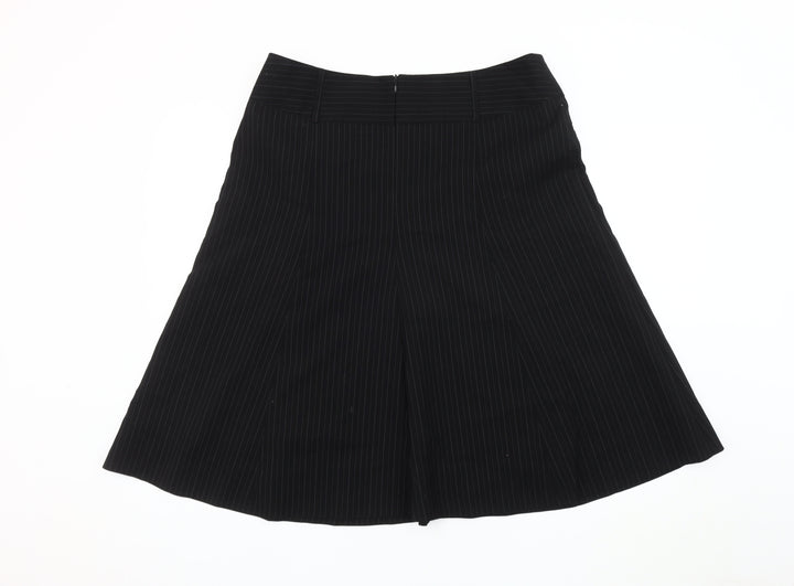 Lime Women's Black A-Line Striped Skirt Size 16