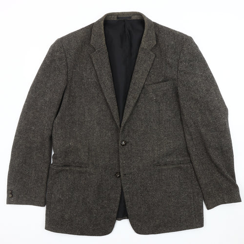 Hampton Men's XL Grey Herringbone Wool Blazer Jacket
