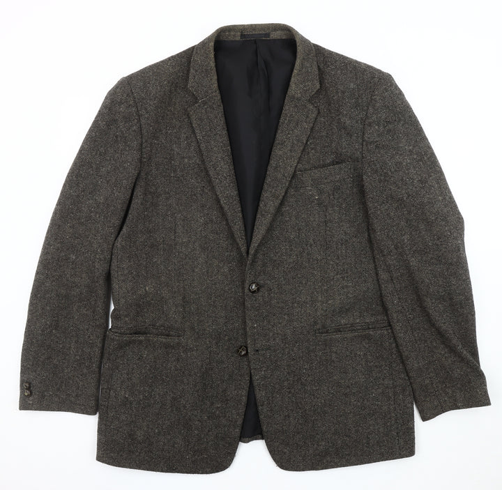 Hampton Men's XL Grey Herringbone Wool Blazer Jacket