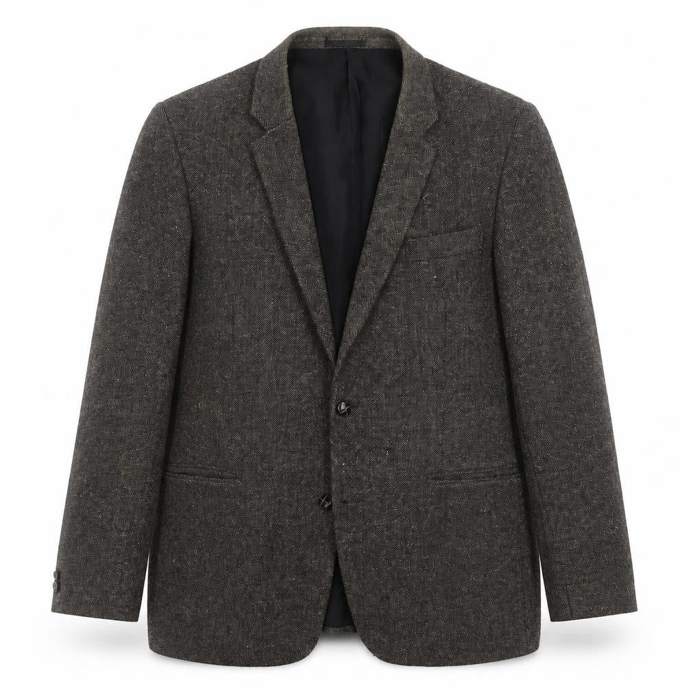 Front view of Hampton Men's XL Grey Herringbone Wool Blazer Jacket