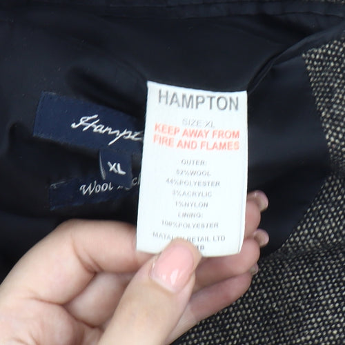 Hampton Men's XL Grey Herringbone Wool Blazer Jacket