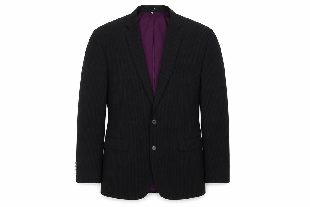 Front view of Taylor & Wright Men's Black Striped Blazer 40L