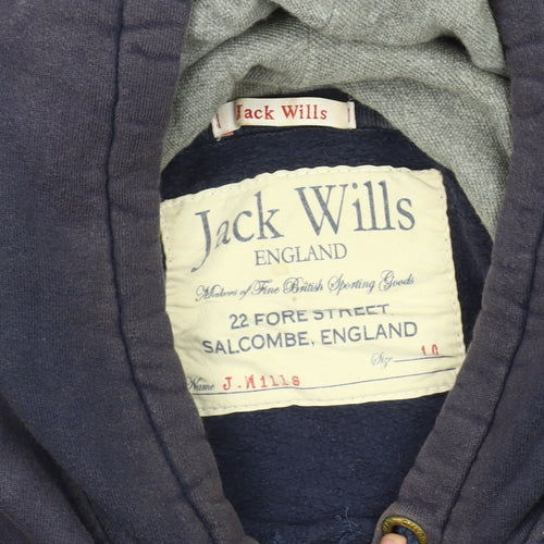 Jack Wills Unisex Blue Pullover Hoodie Size 10