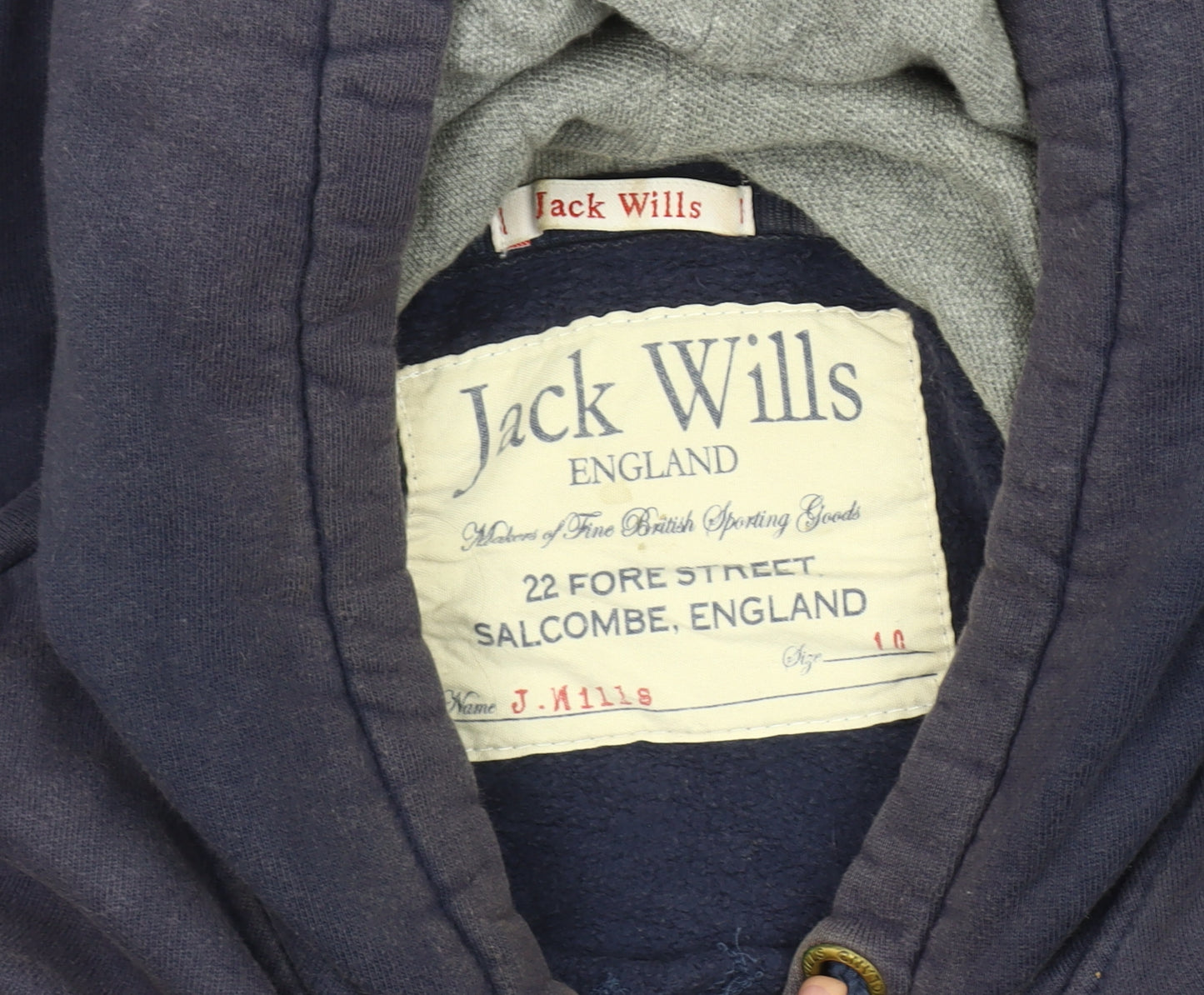 Jack Wills Unisex Blue Pullover Hoodie Size 10