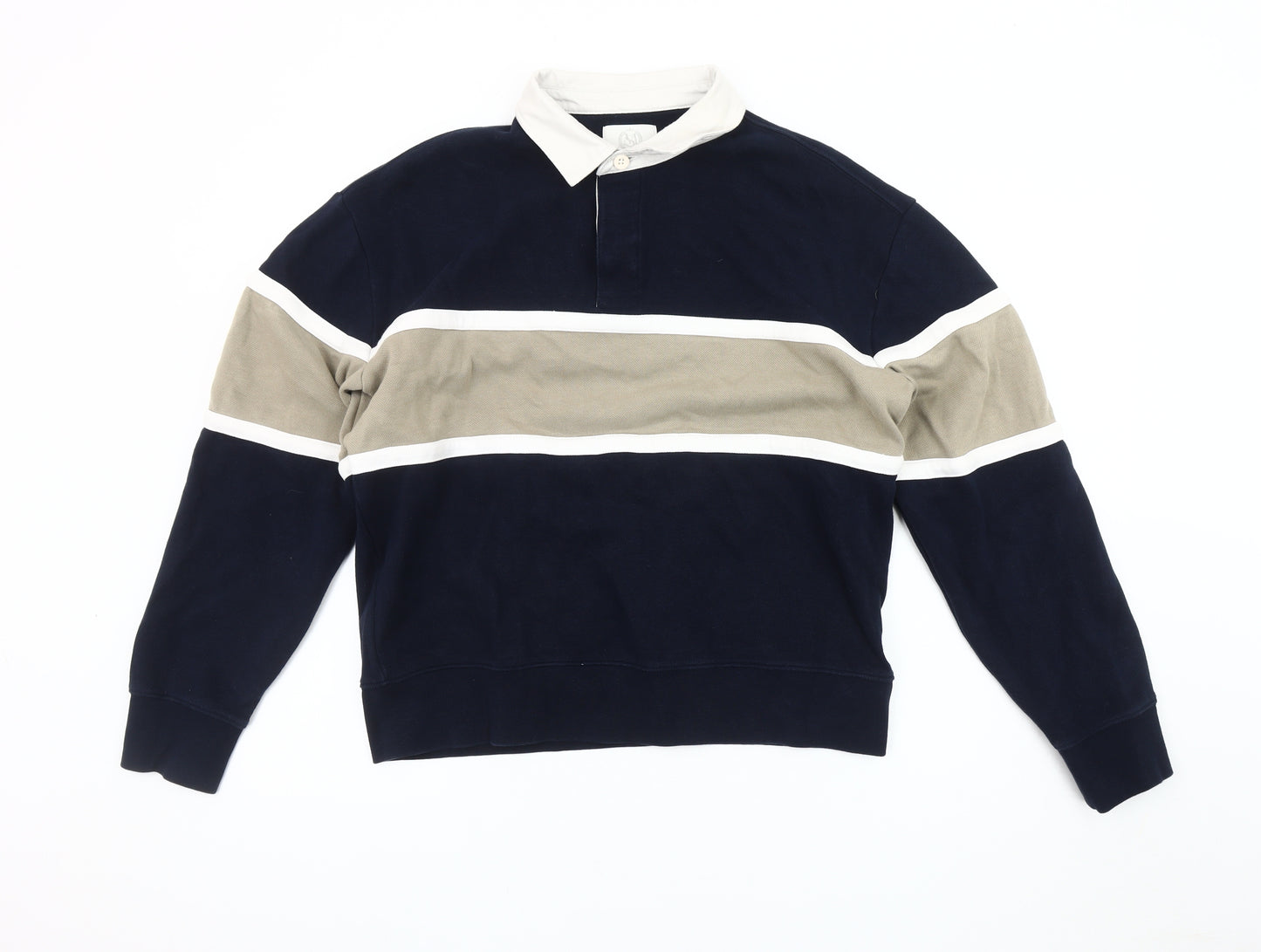 Marks and Spencer Men's Blue Beige Striped Sweatshirt
