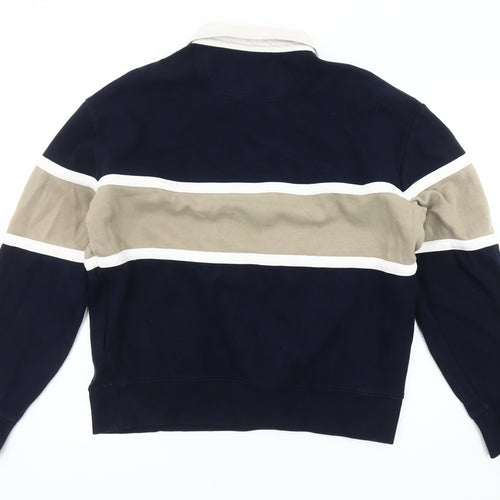 Marks and Spencer Men's Blue Beige Striped Sweatshirt