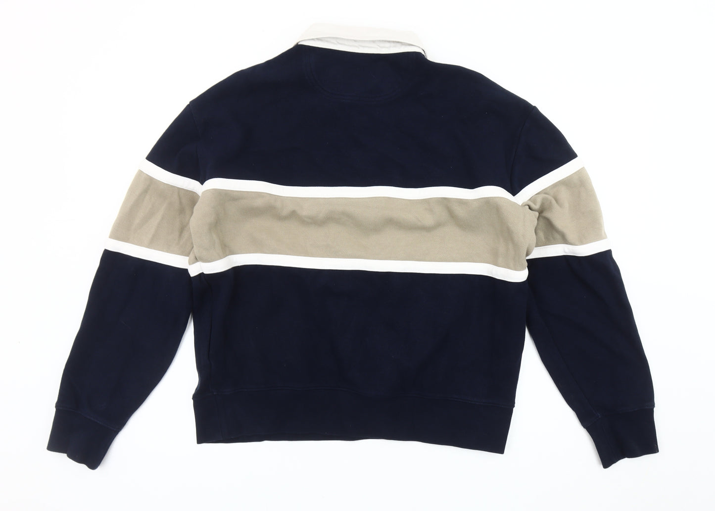 Marks and Spencer Men's Blue Beige Striped Sweatshirt