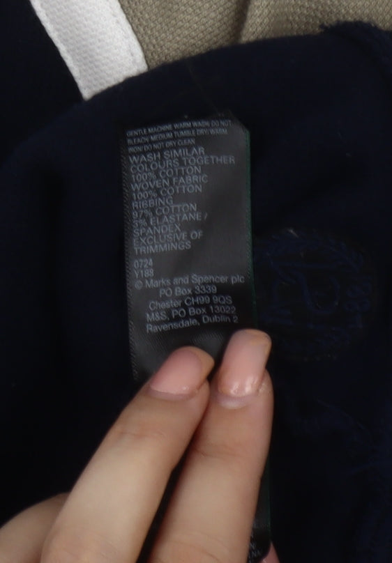 Marks and Spencer Men's Blue Beige Striped Sweatshirt
