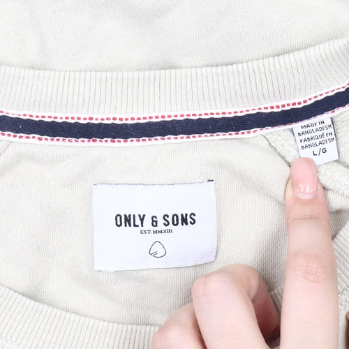 Only & Sons Men's Beige L Pullover Sweatshirt