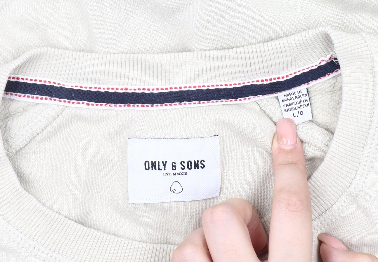 Only & Sons Men's Beige L Pullover Sweatshirt