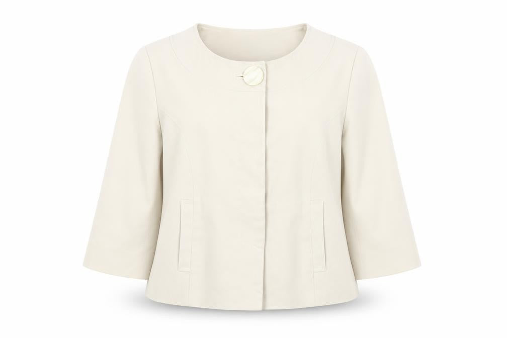 Front view of Kaliko Women's Ivory Blazer, size 14, Lined