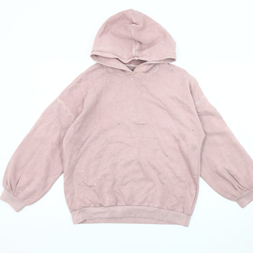 Marks and Spencer Girls Pink Hoodie 12-13 Years Stylish Pullover