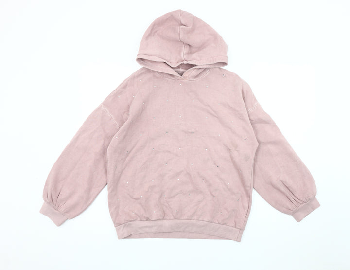Marks and Spencer Girls Pink Hoodie 12-13 Years Stylish Pullover
