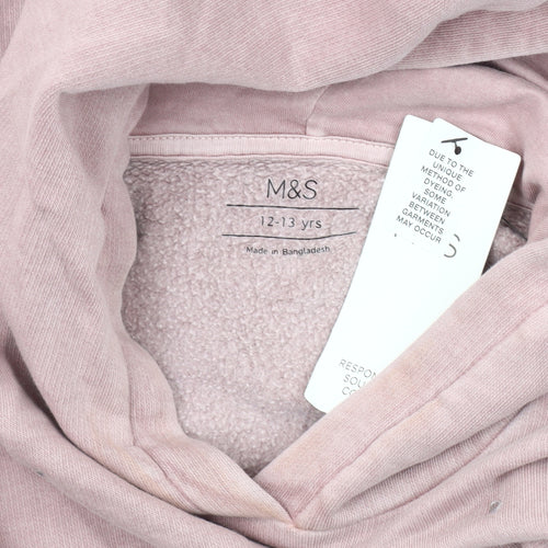 Marks and Spencer Girls Pink Hoodie 12-13 Years Stylish Pullover