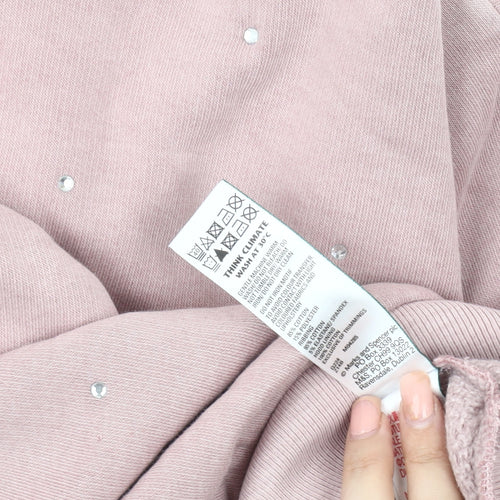 Marks and Spencer Girls Pink Hoodie 12-13 Years Stylish Pullover