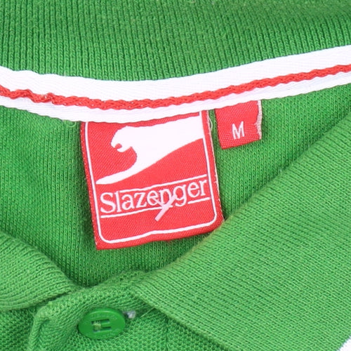Slazenger Men's Green Polo Medium Short Sleeve