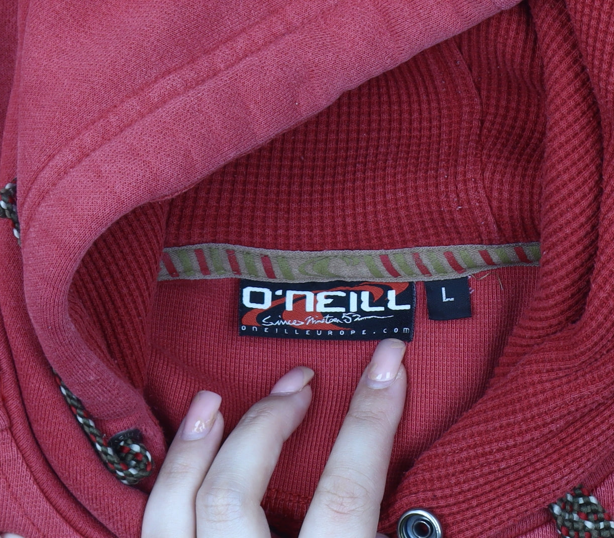 O'Neill Men's Red Pullover Hoodie L - Logo, Fleece, Casual