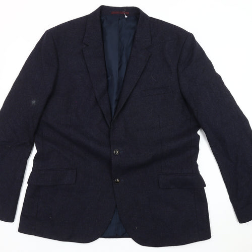 Marks and Spencer Men's Blue Wool Blend Blazer 46 Long